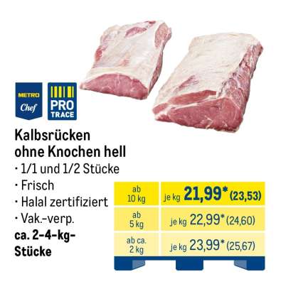 Kalbsrücken ohne Knochen hell