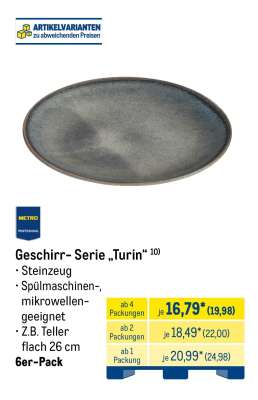 Geschirr–Serie „Turin”