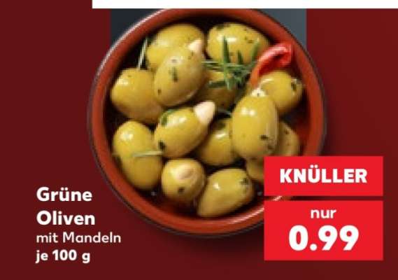 Grüne Oliven mit Mandeln