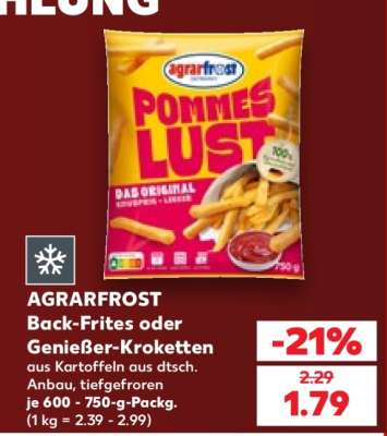 AGRARFROST Back-Frites oder Genießer-Kroketten