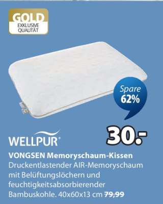 WELLPUR VONGSEN Memoryschaum-Kissen