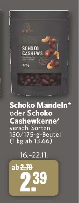 Schoko Mandeln oder Schoko Cashewkerne