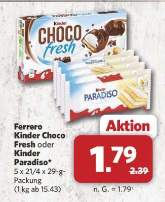 Ferrero Kinder Choco Fresh oder Kinder Paradiso