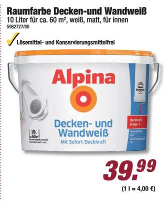 Raumfarbe Decken- und Wandweiß