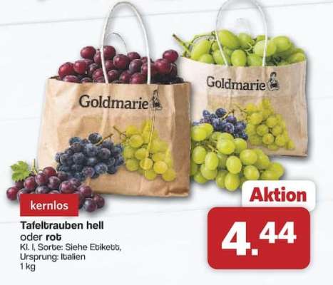 Tafeltrauben hell oder rot