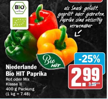 Niederlande Bio HIT Paprika