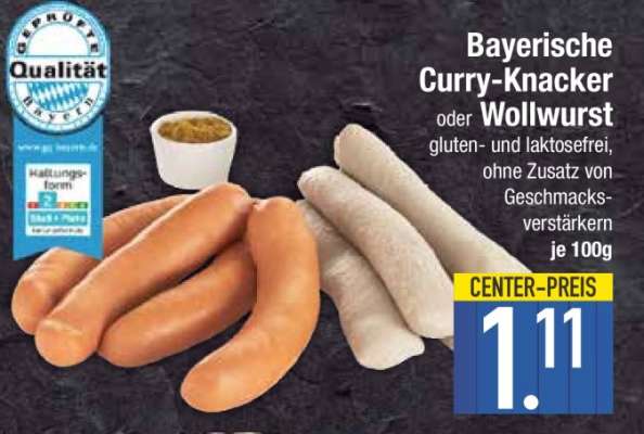 Bayerische Curry-Knacker oder Wollwurst