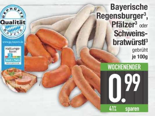 Bayerische Regensburger, Pfälzer oder Schweinsbratwürstl