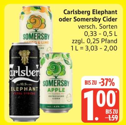 Carlsberg Elephant oder Somersby Cider