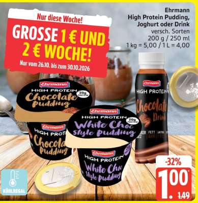 Ehrmann High Protein Pudding, Joghurt oder Drink