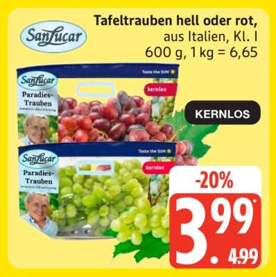 Tafeltrauben hell oder rot