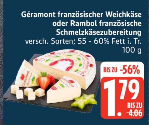 Géramont französischer Weichkäse oder Rambol französische Schmelzkäsezubereitung