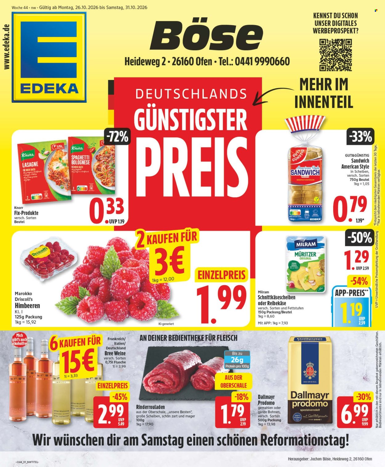Edeka Prospekte  - 26.10.2026 - 31.10.2026. Seite 1