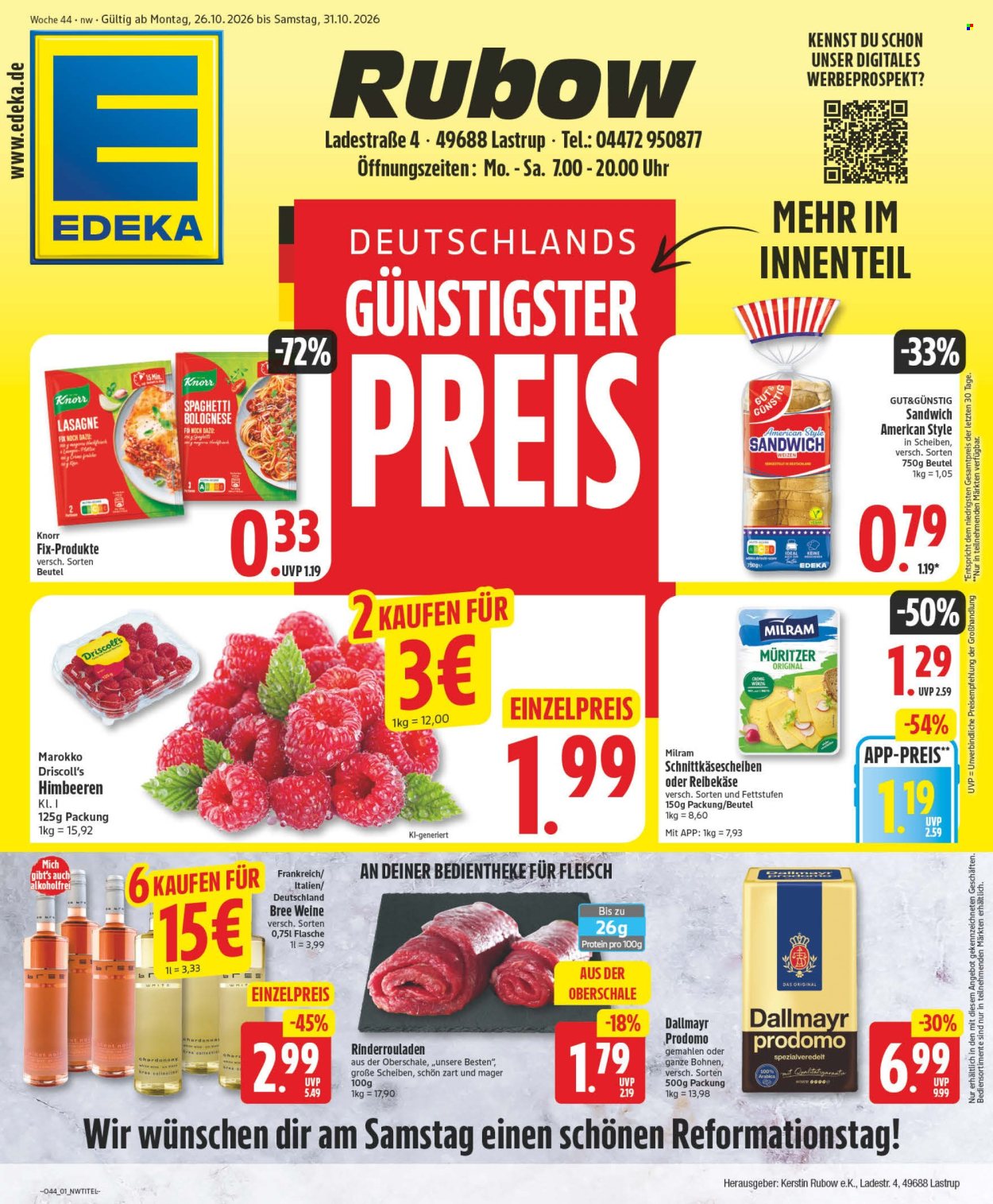 Edeka Prospekte  - 26.10.2026 - 31.10.2026. Seite 1