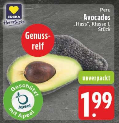 Avocados 'Hass', Klasse I