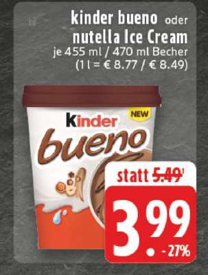 Kinder Bueno oder Nutella Ice Cream