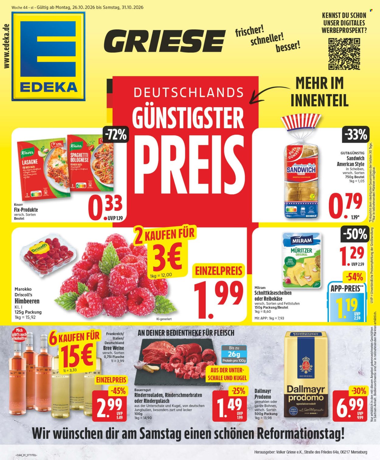 Edeka Prospekte  - 26.10.2026 - 31.10.2026. Seite 1