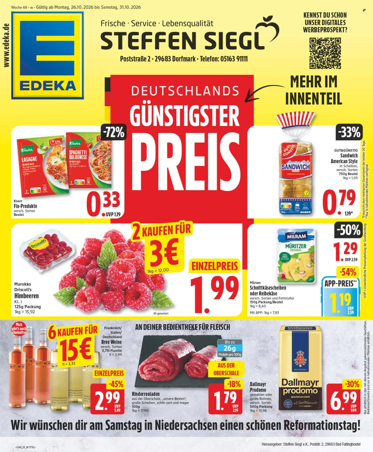 Edeka Prospekte  - 26.10.2026 - 31.10.2026. Seite 1