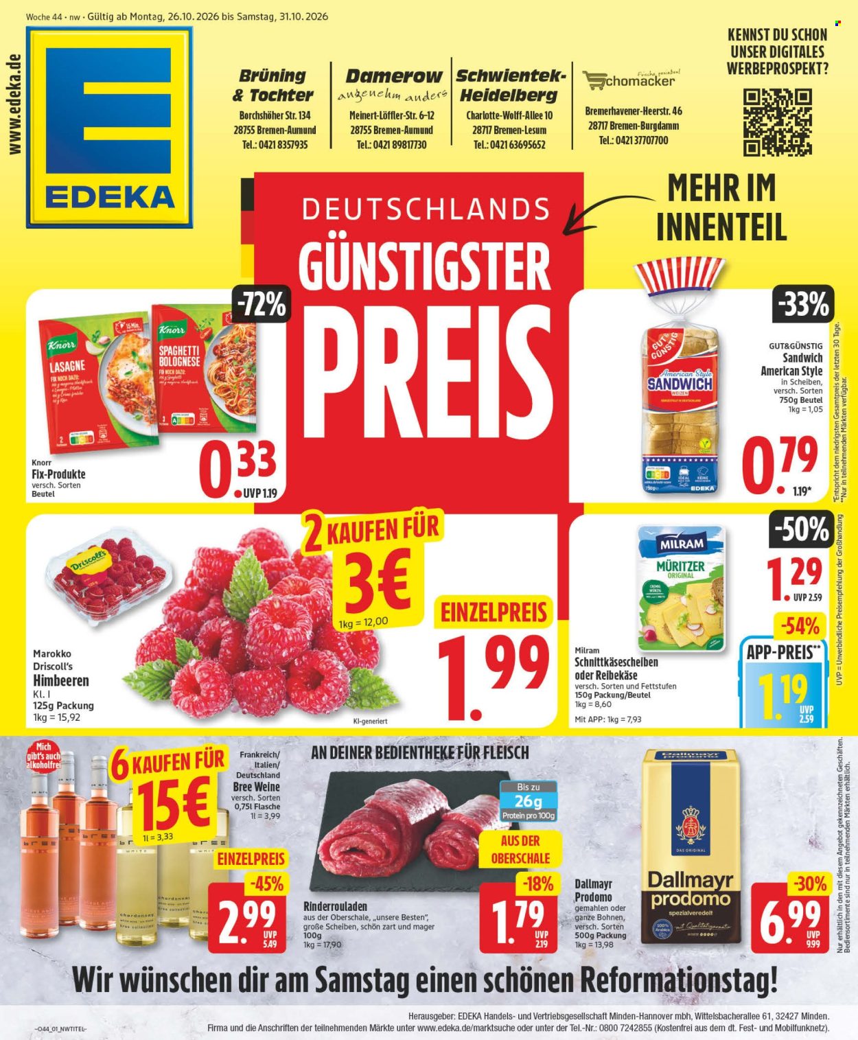 Edeka Prospekte  - 26.10.2026 - 31.10.2026. Seite 1