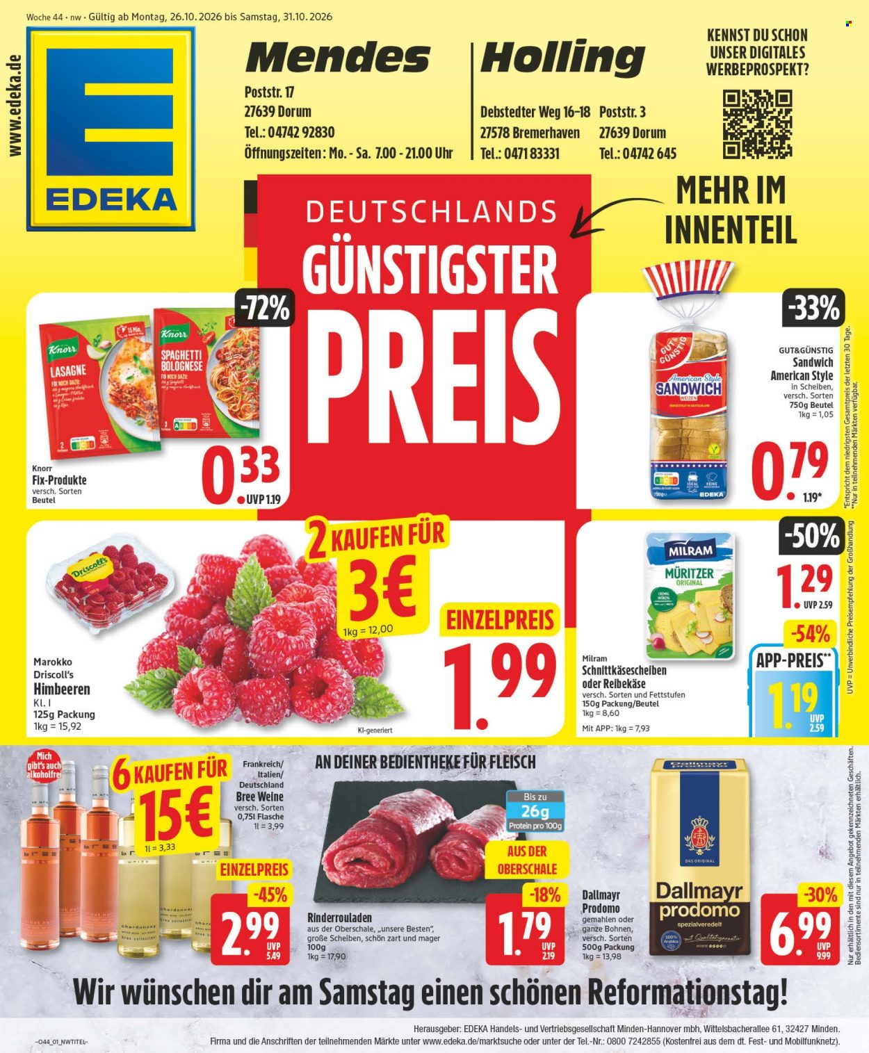 Edeka Prospekte  - 26.10.2026 - 31.10.2026. Seite 1