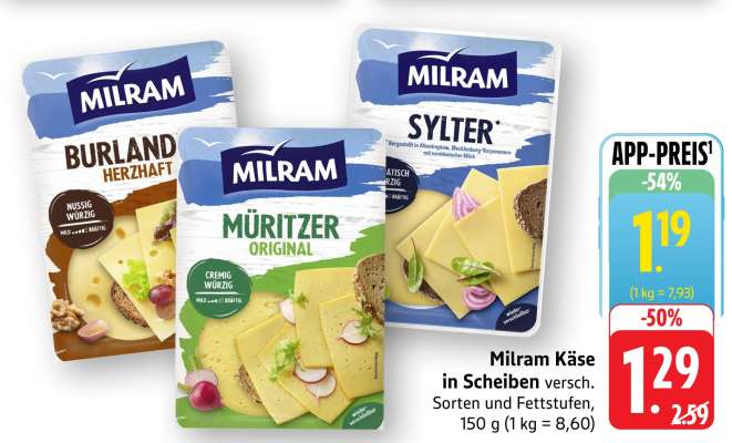 Milram Käse in Scheiben