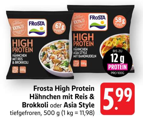 Frosta High Protein Hähnchen mit Reis & Brokkoli oder Asia Style