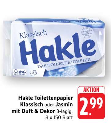Hakle Toilettenpapier Klassisch oder Jasmin