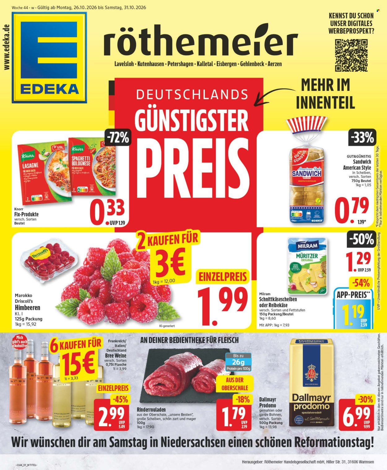 Edeka Prospekte  - 26.10.2026 - 31.10.2026. Seite 1