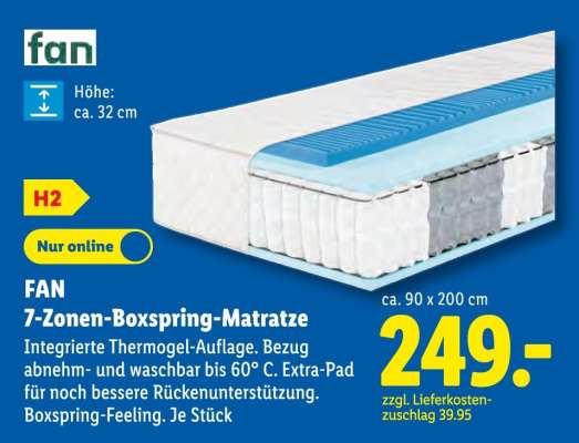 fan 7-Zonen-Boxspring-Matratze