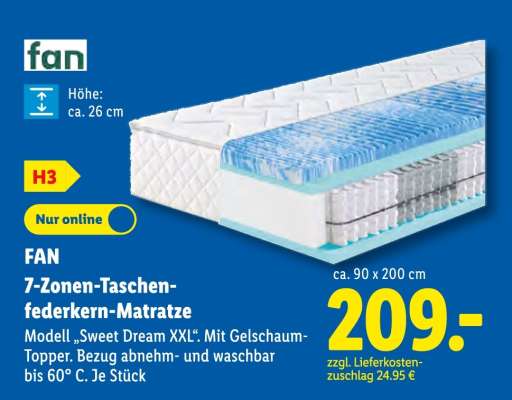 fan 7-Zonen-Taschenfederkern-Matratze