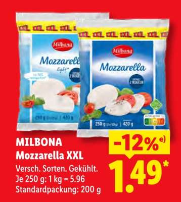 Milbona Mozzarella XXL