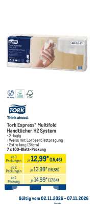 Tork Express® Multifold Handtücher H2 System