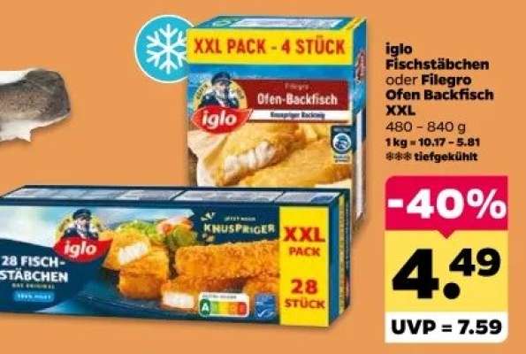 iglo Fischstäbchen oder Filegro Ofen Backfisch XXL