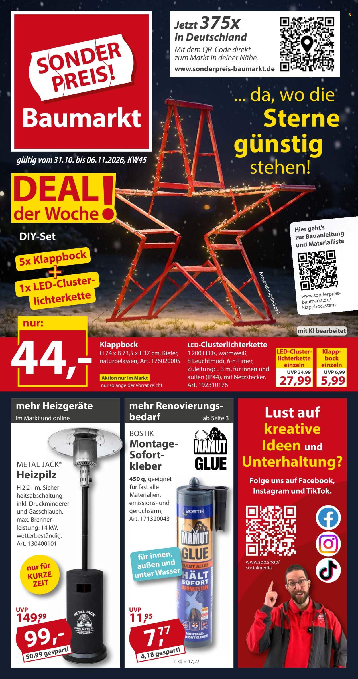 Sonderpreis-Baumarkt Prospekte  - 31.10.2026 - 6.11.2026. Seite 1