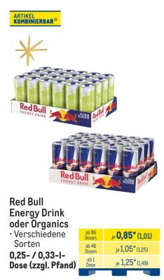 Red Bull Energy Drink oder Organics