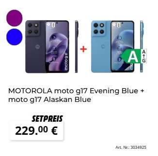 MOTOROLA moto g17 Evening Blue + moto g17 Alaskan Blue