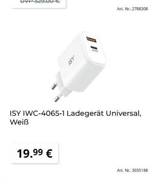 ISY IWC-4065-I Ladegerät Universal, Weiß