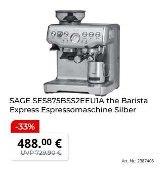 SAGE SES875BSS2EEU1A the Barista Express Espressomaschine Silber