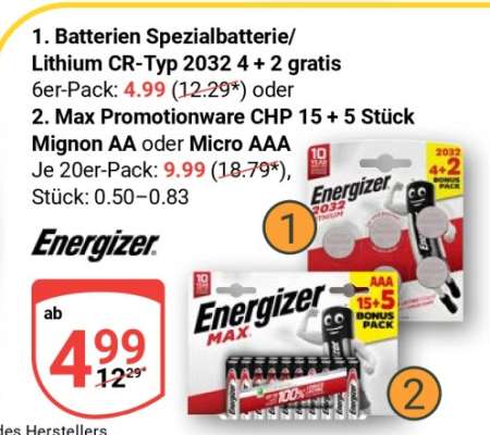 Batterien Spezialbatterie/ Lithium CR-Typ 2032 4 + 2 gratis