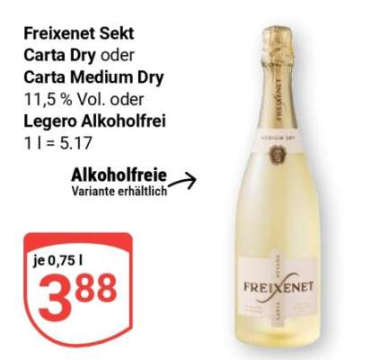 Freixenet Sekt Carta Dry oder Carta Medium Dry