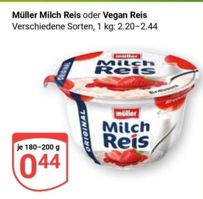 Müller Milch Reis oder Vegan Reis