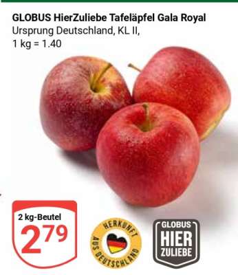 GLOBUS HierZuliebe Tafeläpfel „Gala Royal“
