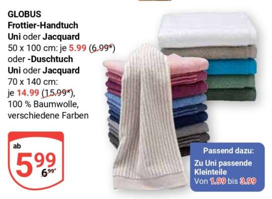 GLOBUS Frottier-Handtuch Uni oder Jacquard